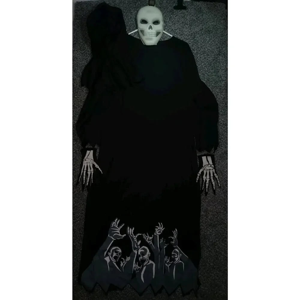 Spirit Halloween Glow Reaper Costume Child XL 12-14 Glow Dark Complete Robe